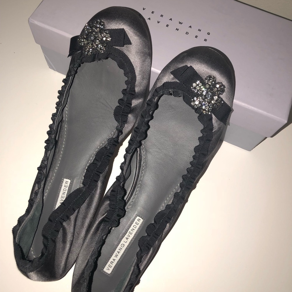 Vera Wang Lois Grey Bling Ballerina Flats -Size 12